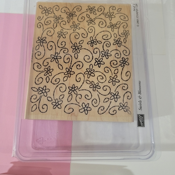 Stampin Up Swirls and Blossoms & Simple Wishes  Wooden Block Rubber Stamp Set - Picture 2 of 12